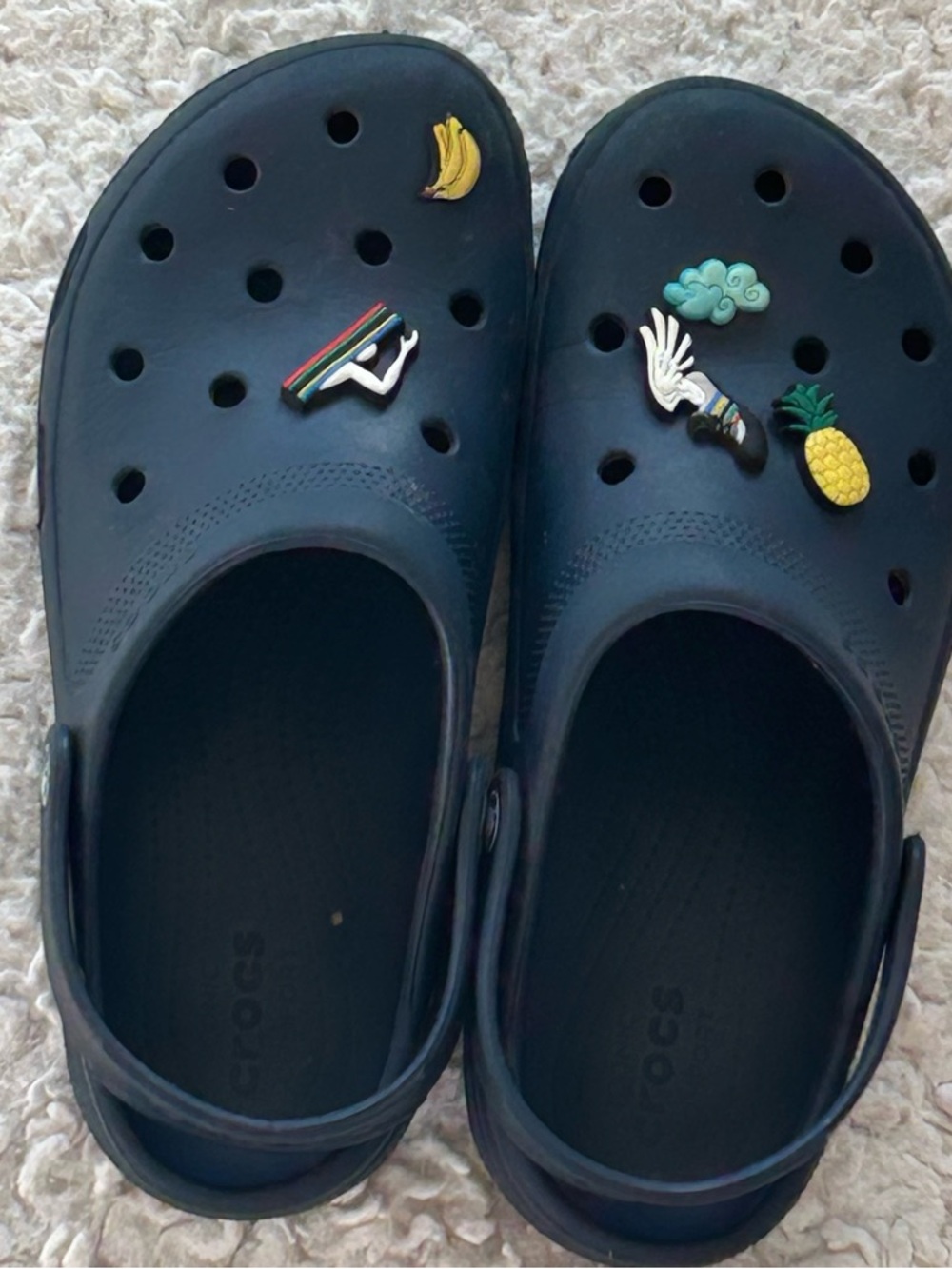Navy Croc-Style Slip-On Clogs with Fun Charms Women 11 Men 9